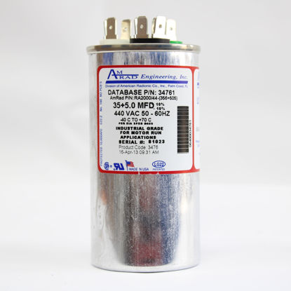 Picture of CAPACITOR 35+5MFD / 440VAC  ROUND - AMRAD - U.S.A.